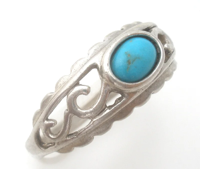 Women's rings dainty-present-Sterling Silver Turquoise Ring Size 8 Shube's