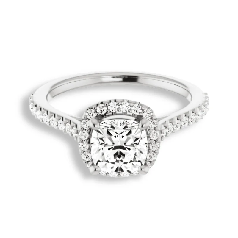 Women's engagement rings everlasting-luxe-Cushion Cut Diamond Halo Engagement Ring