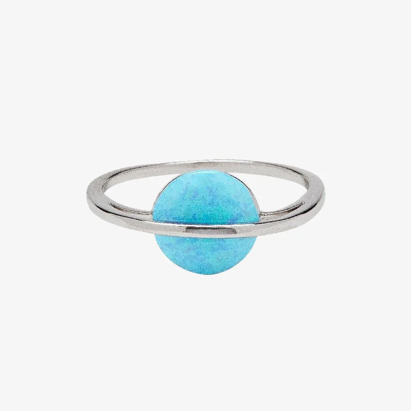 Women's rings petite-stone-Opal Saturn Ring