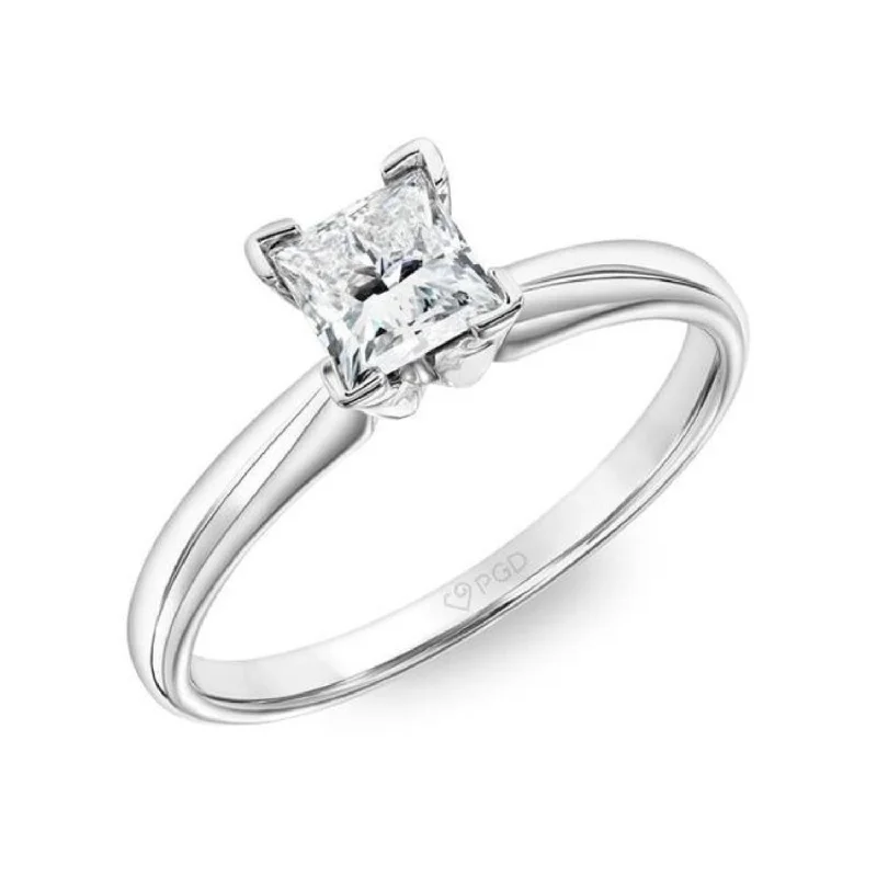 Women's engagement rings micro-pave-Signature Certificate EcoLove 1 1/2 CTW Princess Cut Lab Grown Diamond Solitaire Engagement Ring in 14KT White Gold