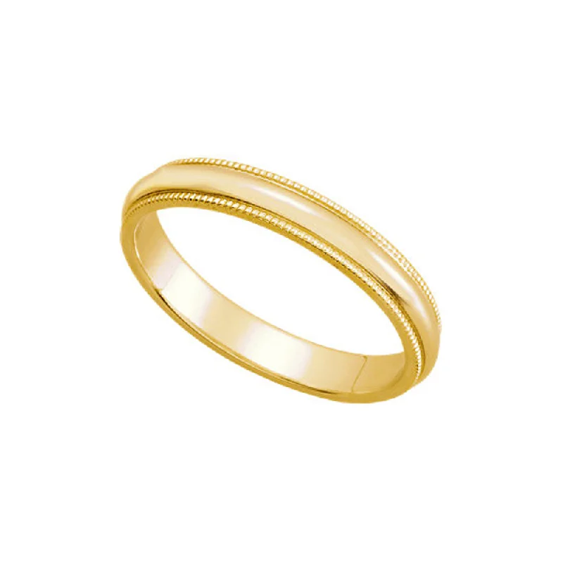 Women's rings faint-glow-3mm Milgrain Edge Domed Band in 14k Yellow Gold