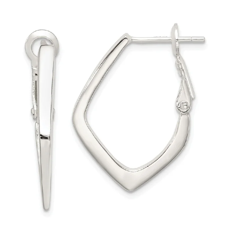 Women's earrings refined-bar-Geometric Hoop Earrings in Sterling Silver - 30mm (1 1/8 Inch)