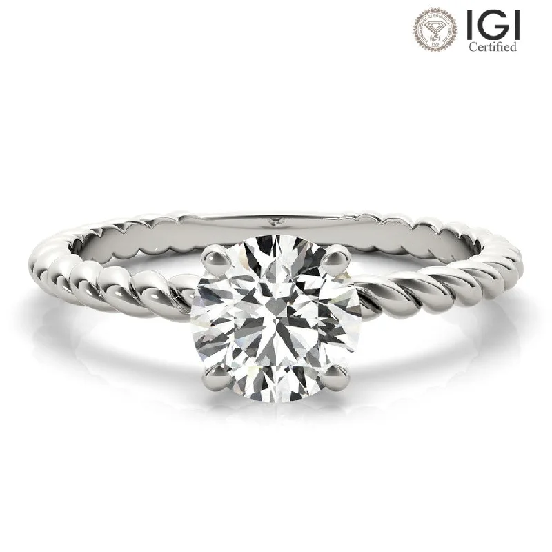 Women's engagement rings hand-engraved-Eleanor Round Lab Grown Diamond Solitaire Engagement Ring IGI Certified