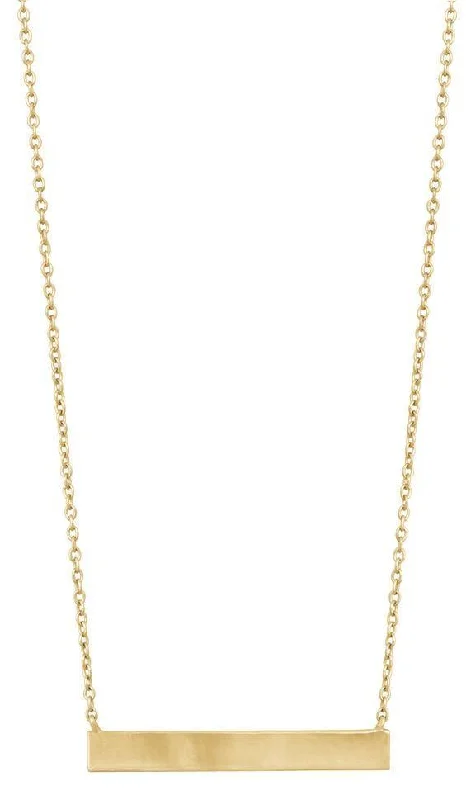 Women's necklaces whimsical-Sterling Silver Gold Plated Plain Sideways Bar Necklace