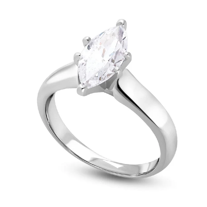 Women's engagement rings luminous-diamond-Signature Certificate 1/2 CTW Marquise Diamond Solitaire Engagement Ring in 14KT White Gold