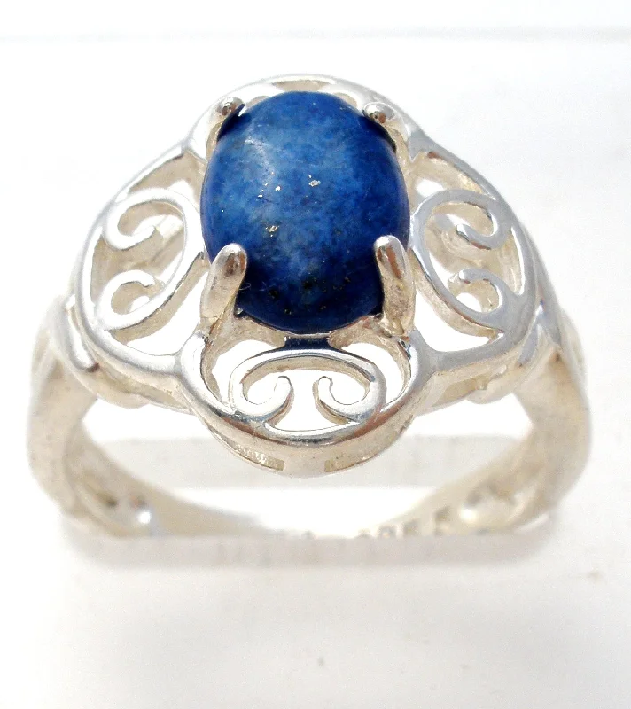 Women's rings vivid-stone-Sterling Silver Lapis Lazuli Ring Size 5