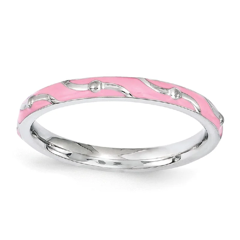 Women's rings event-gem-2.5mm Sterling Silver Stackable Expressions Pink Enamel Band