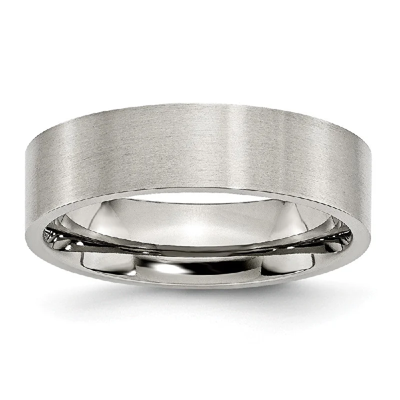 Women's rings micro-chic-Brushed Stainless Steel, 6mm Unisex Flat Comfort Fit Band