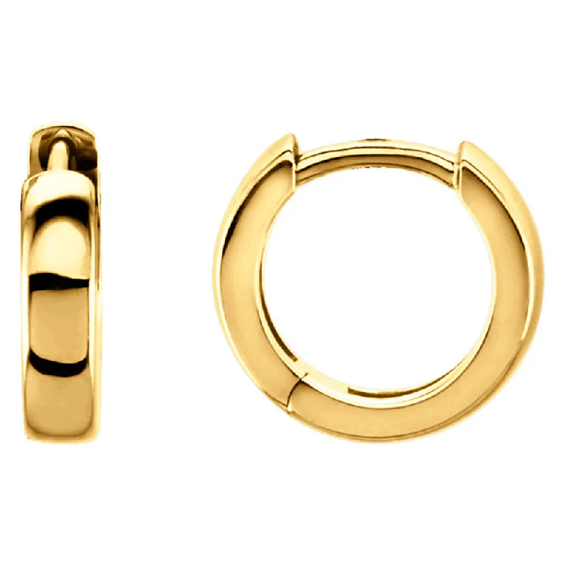 Women's earrings fine-gold-3 x 14mm (1/8 x 9/16 Inch) 14k Yellow Gold Hinged Round Hoop Earrings