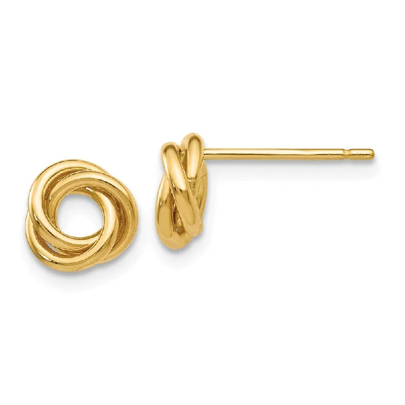 Women's earrings polished-silver-8mm Love Knot Post Earrings 14k Yellow Gold