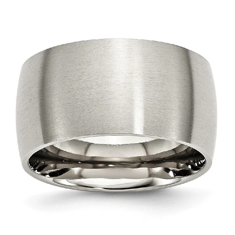 Women's rings tribal-stone-Men's 12mm Stainless Steel Brushed Half Round Comfort Fit Band