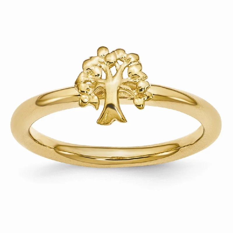 Women's rings double-band-Gold Tone Plated Sterling Silver Stackable Expressions 8mm Tree Ring