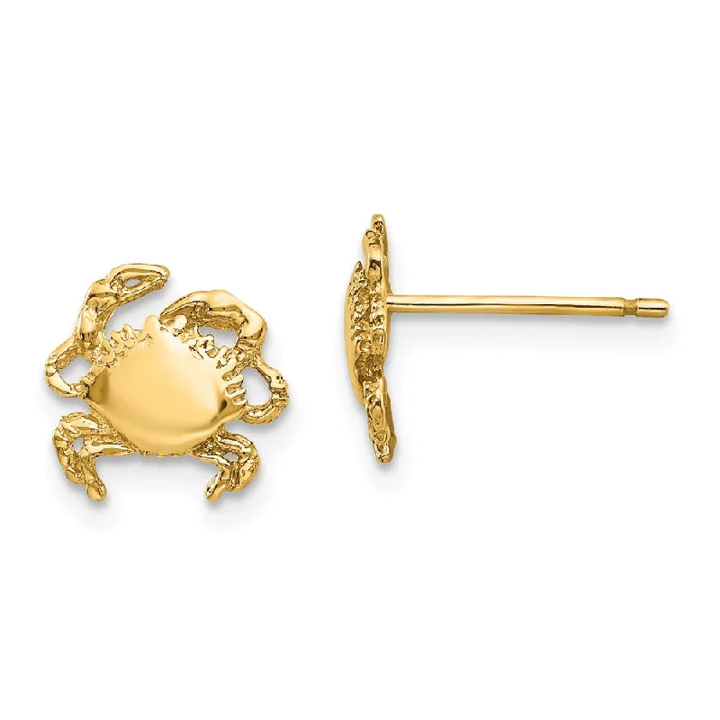 Women's earrings micro-silver-9mm Crab Post Earrings in 14k Yellow Gold