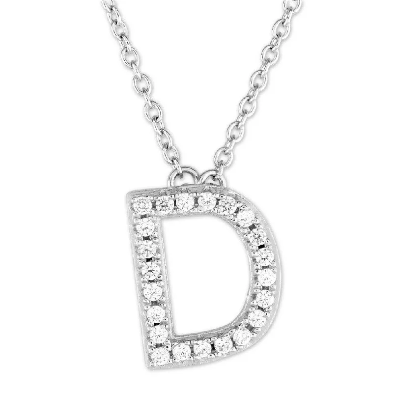 Women's necklaces floral-gold-Sterling Silver Micro Pave "D" Pendant Necklace