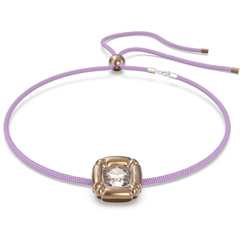 Women's necklaces wispy-chain-Swarovski Women's Necklace - Dulcis Purple Cord and Rose Gold Cushion Cut | 5622377