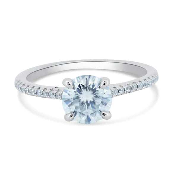 Women's rings futuristic-gem-Silver 925 Rhodium Plated 1 Carat Moissanite Stones Ring