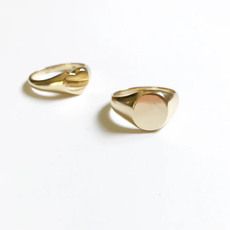 Women's rings dainty-present-14k Heart & Oval Signet ring