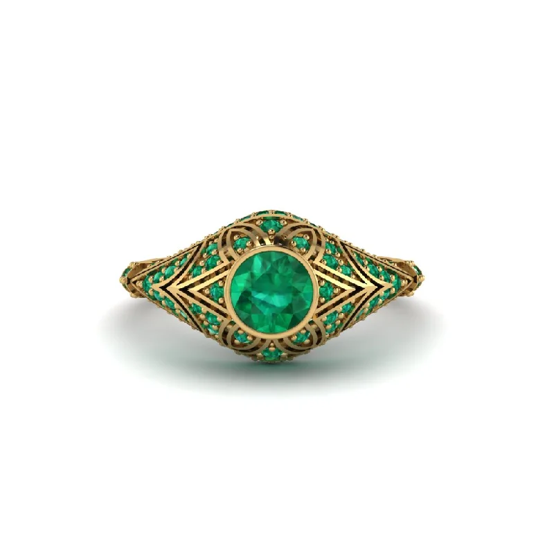 Women's engagement rings playful-sparkle-Emerald Bezel Vintage Filigree Engagement Ring - Kendall No. 19