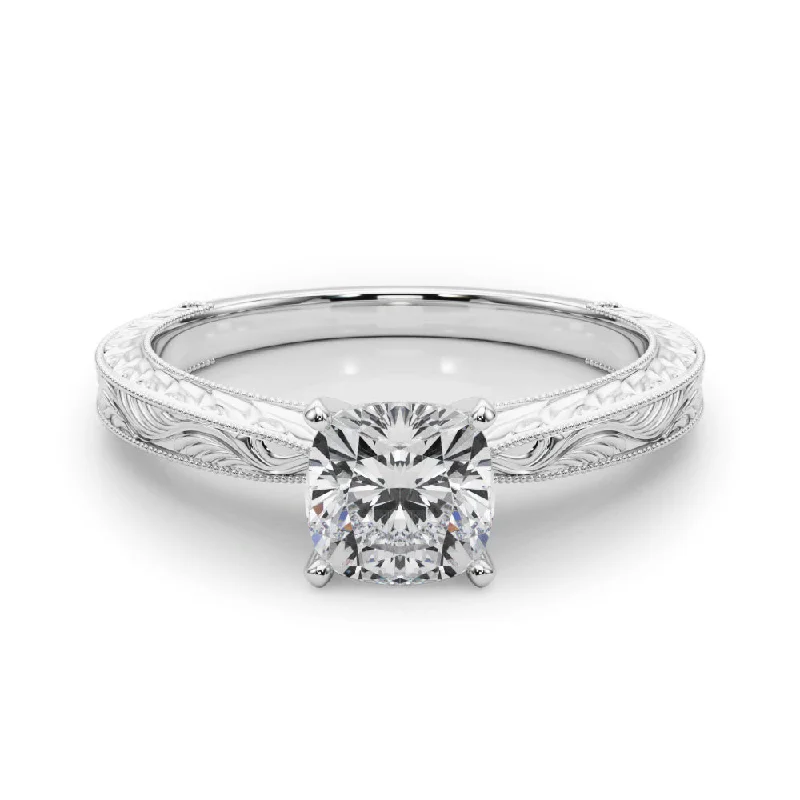 Women's engagement rings luxe-white-gold-Victoria Cushion Diamond Solitaire Engagement Ring