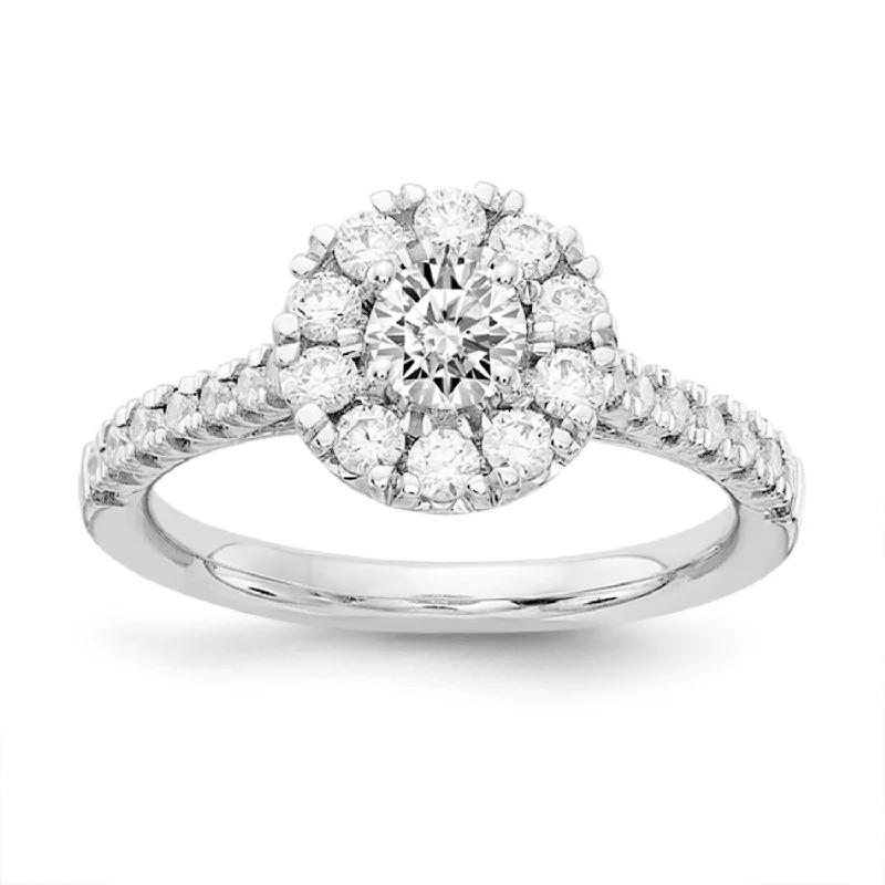 Women's engagement rings artisan-diamond-Signature EcoLove 1 CTW Lab Grown Diamond Halo Engagement Ring in 14KT White Gold