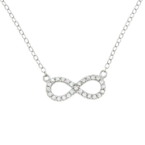 Women's necklaces ornate-shine-Sterling Silver CZ Reversible Infinity Necklace