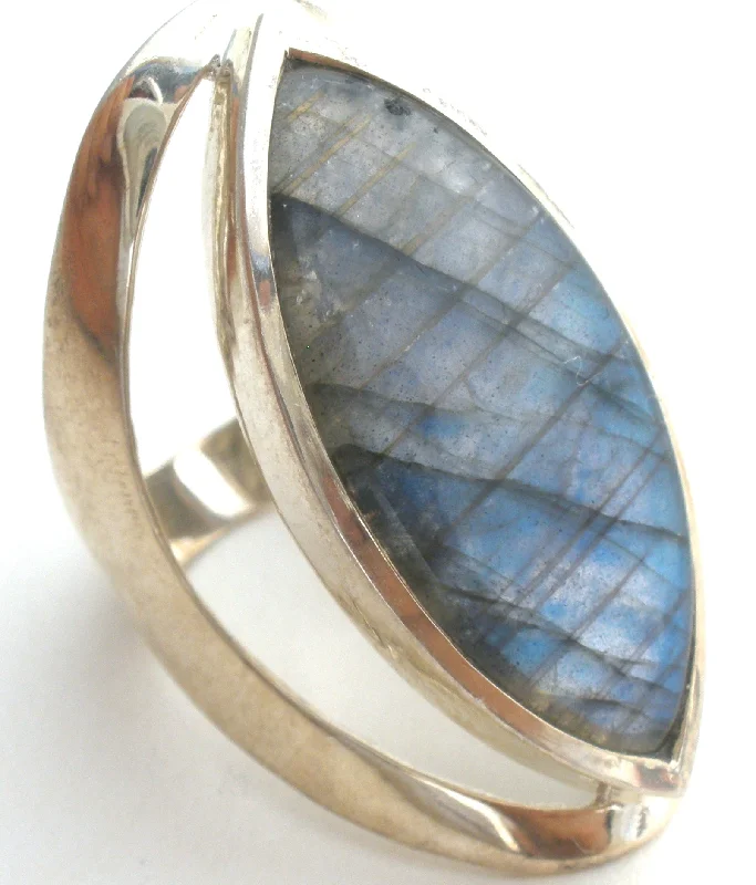 Women's rings hand-carved-Labradorite Ring Sterling Silver Size 7.5 India PTI