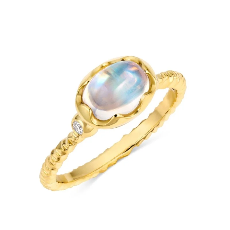 Women's rings bold-peach-Moonstone Wishing Well Ring