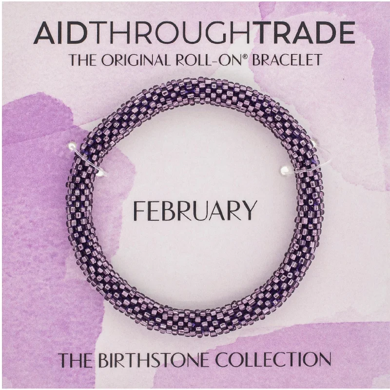 Unisex bracelets oxidized-band-<br>8 inch  Birthstone Roll-On® Bracelets <br> February