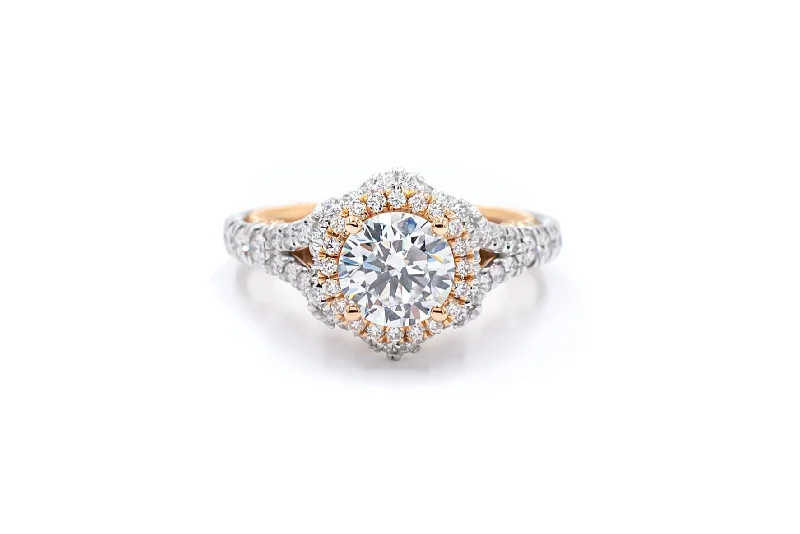 Women's engagement rings crafted-halo-Verragio Two-Tone 2 ctw Diamond Engagement Ring 18k