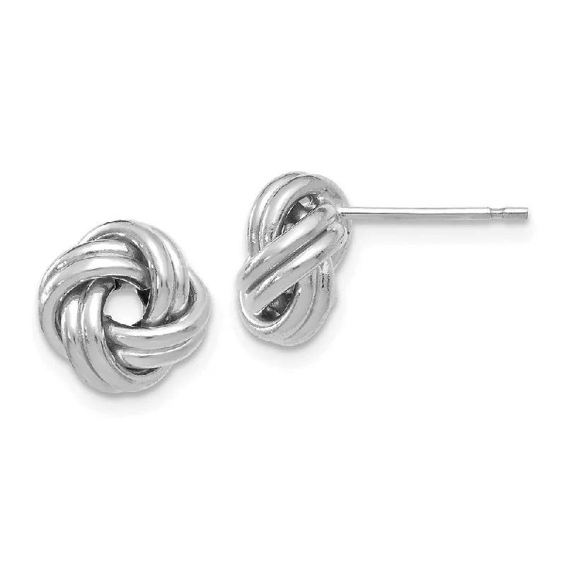 Women's earrings subtle-chain-9.5mm (3/8 Inch) 14k White Gold Polished Love Knot Post Earrings