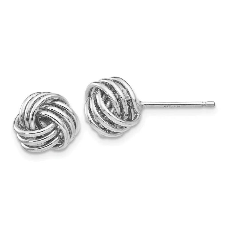 Women's earrings sleek-chain-8mm Ridged Love Knot Earrings in 14k White Gold