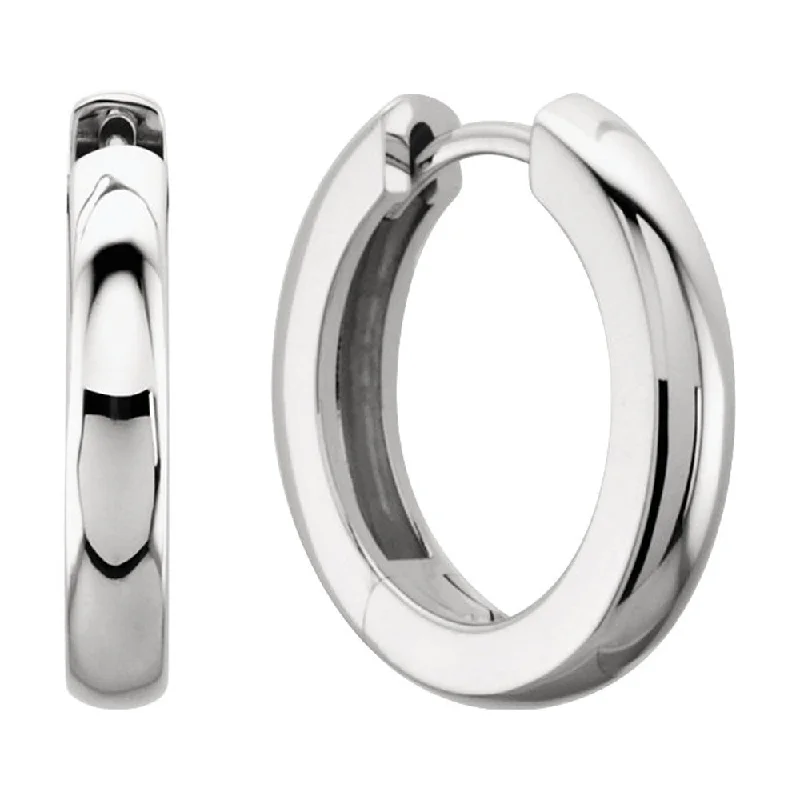 Women's earrings delicate-gold-3 x 14mm (1/8 x 9/16 Inch) 14k White Gold Hinged Round Hoop Earrings