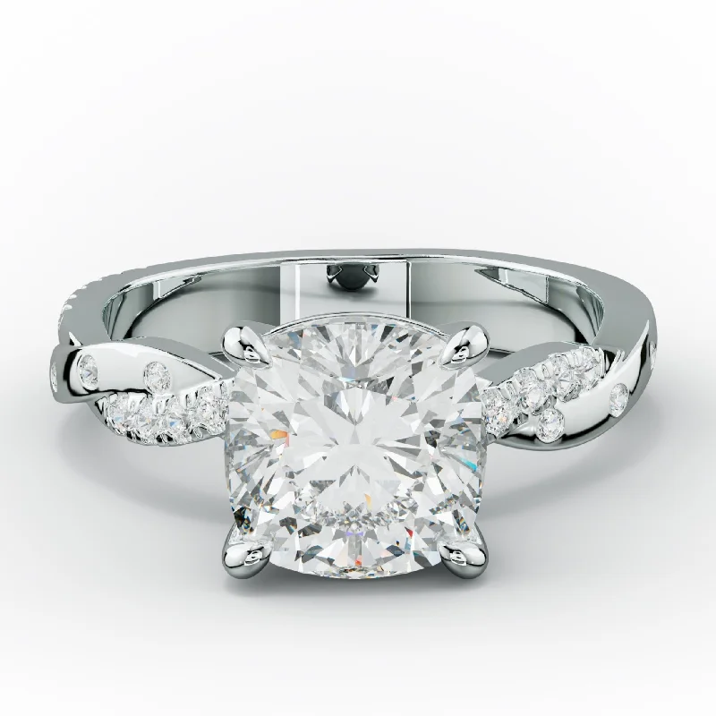 Women's engagement rings sculpted-chic-Mia Cushion Cut Diamond Engagement Ring