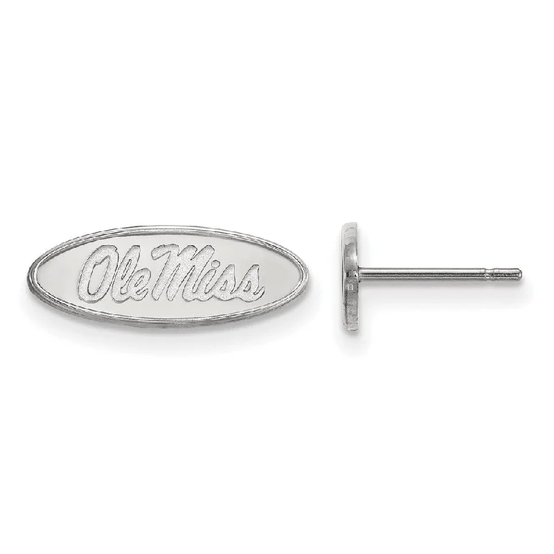 Women's earrings subtle-bar-14k White Gold University of Mississippi XS (Tiny) Logo Post Earrings