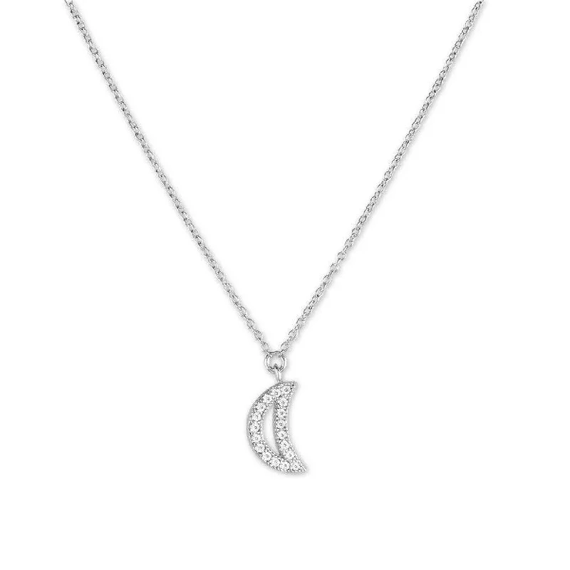 Women's necklaces fine-radiance-Sterling Silver Small Micro Pave Crescent Necklace