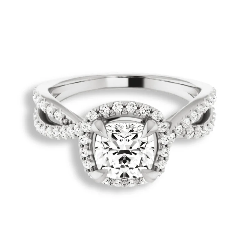 Women's engagement rings whimsical-chic-Cushion Cut Diamond Halo Engagement Ring