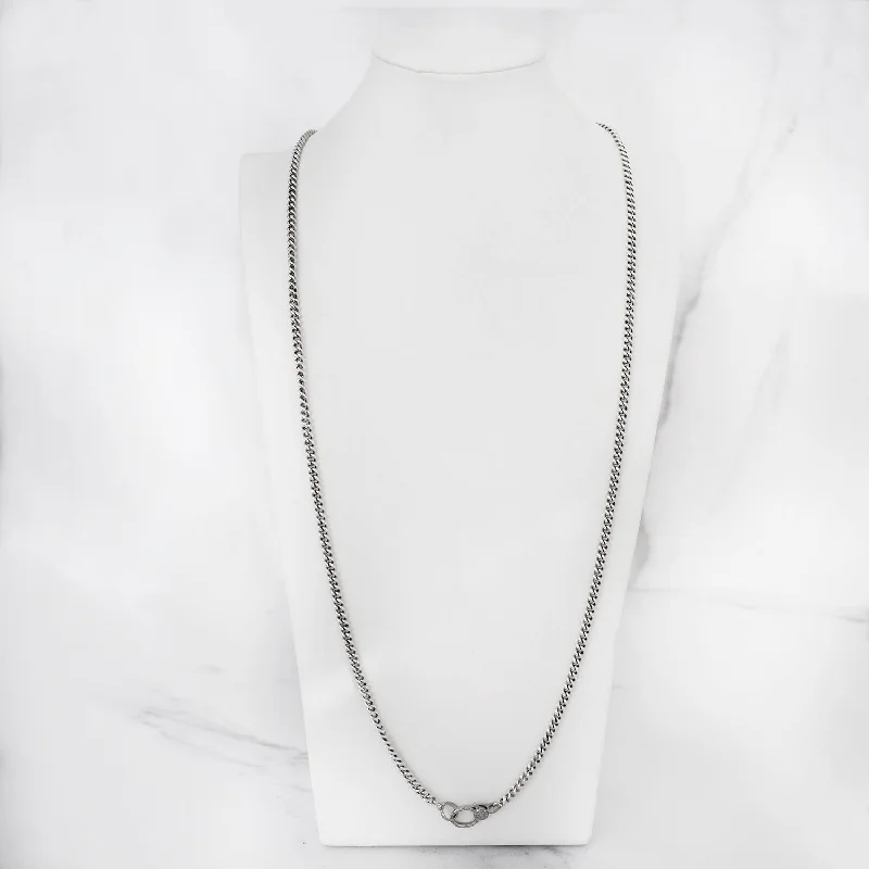 Women's necklaces floral-silver-Long Curb Chain Necklace with Diamond Claw Clasp NB000024