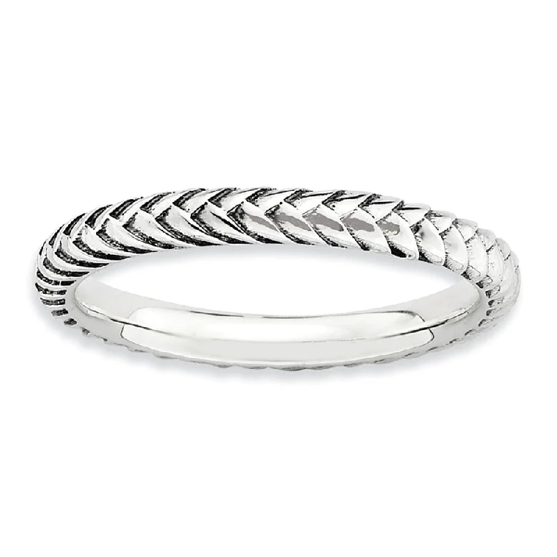 Women's rings uncommon-design-2.5mm Sterling Silver Stackable Antiqued Wheat Band