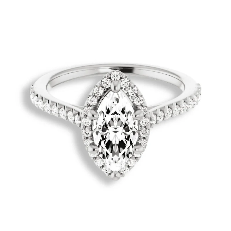 Women's engagement rings luminous-diamond-Marquise Cut Diamond Halo Engagement Ring