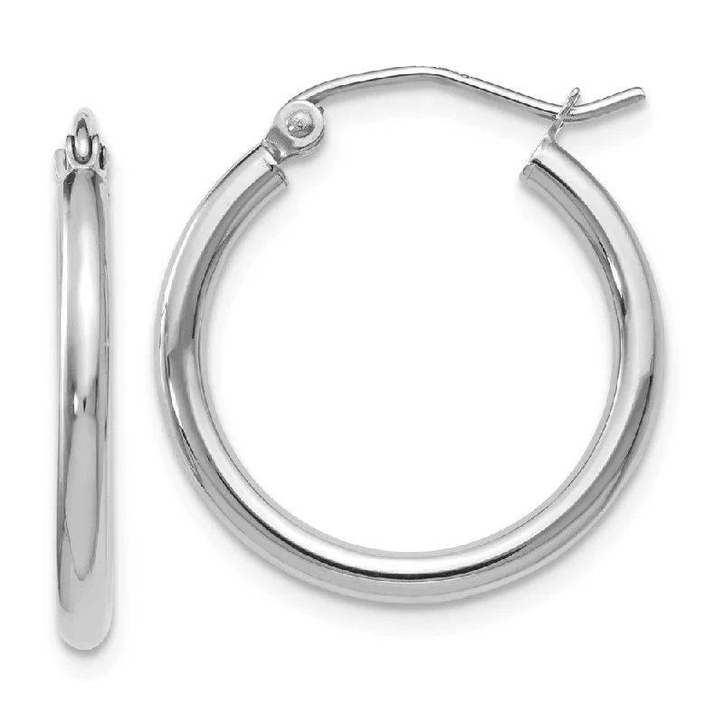 Women's earrings fine-twist-2mm Round Hoop Earrings in 10k White Gold, 20mm (3/4 Inch)