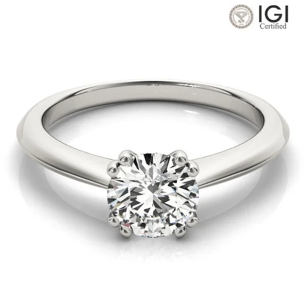 Women's engagement rings vintage-bezel-Ava Round Lab Grown Diamond Solitaire Engagement Ring IGI Certified