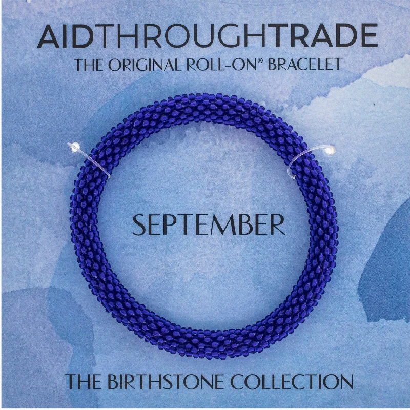 Unisex bracelets hand-hammered-<br> 8 inch Birthstone Roll-On® Bracelets <br> September