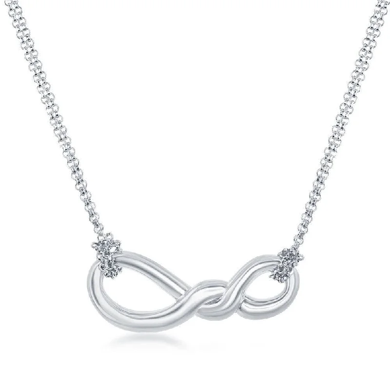 Women's necklaces glowing-accent-Sterling Silver Infinity Double Strand Necklace