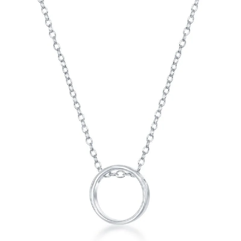 Women's necklaces luminous-shine-Sterling Silver Center Open Circle Design Necklace