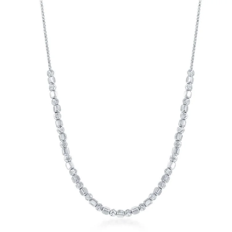 Women's necklaces soft-luxe-Sterling Silver Alternating Bead Necklace