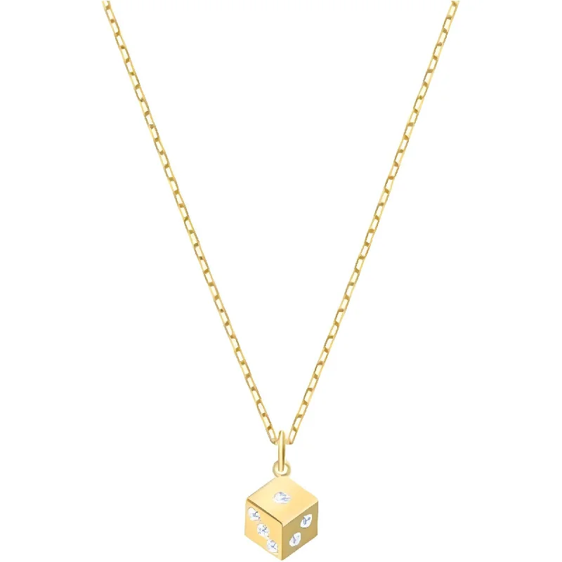 Women's necklaces lilac-gem-Swarovski Women's Necklace - Tarot Magic Yellow Gold Dice Shape Pendant | 5523560