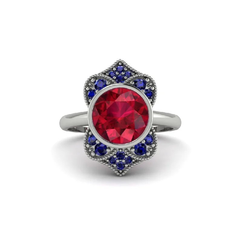 Women's engagement rings whimsical-diamond-Ruby Bezel Vintage-Inspired Engagement Ring - Olive No. 72