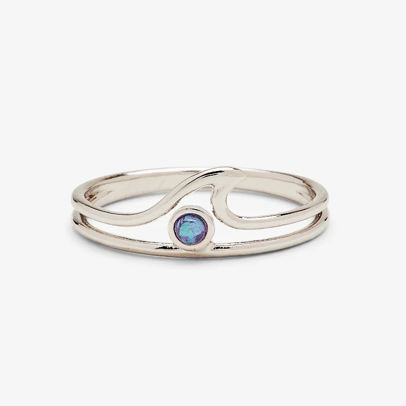 Women's rings radiant-crystal-Opal Wave Ring