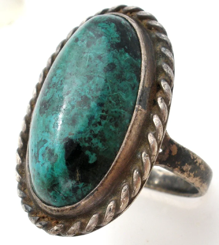 Women's rings crafted-chic-Green Turquoise Ring Sterling Silver Size 6.5