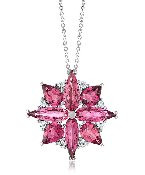 Women's necklaces soft-luxe-Pink Tourmaline Star Necklace with Diamonds 89-JSA